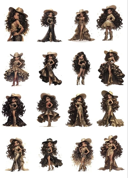 Kovboy Kız Sticker Set ürün görseli 1
