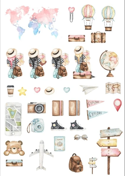 Seyahat Temalı Sticker Set ürün görseli 1