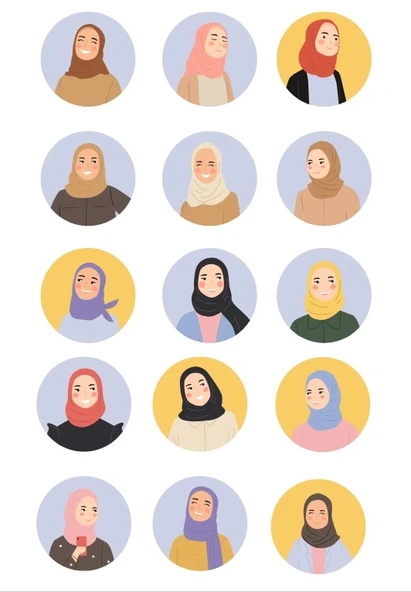 Kapalı Kız Sticker Set ürün görseli 1