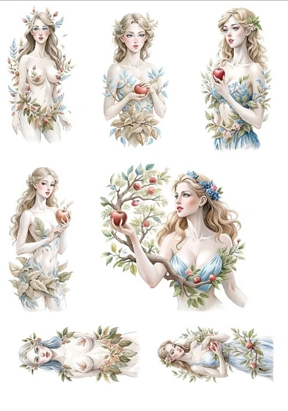 çiçekli Kız Sticker Set ürün görseli 1