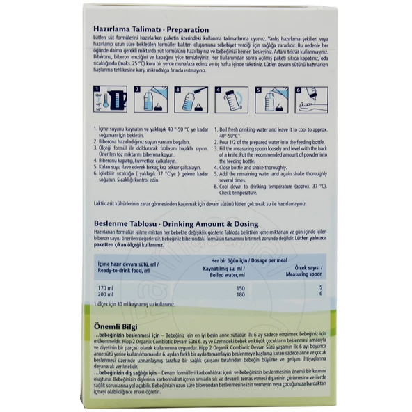Hipp 2 Organik Combiotic Devam Sütü 800 gr - Resim 3
