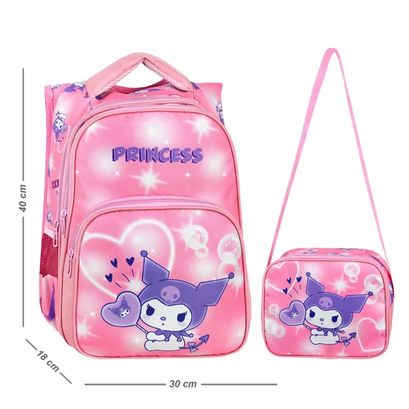 Waddell Pembe Kuromi Desenli İlkokul Çantası Beslenme Çantalı 25404 ürün görseli 1