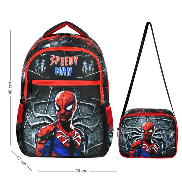 Waddell Speedy Man Desenli İlkokul Çantası Beslenme Çantalı 25207 ürün görseli 1
