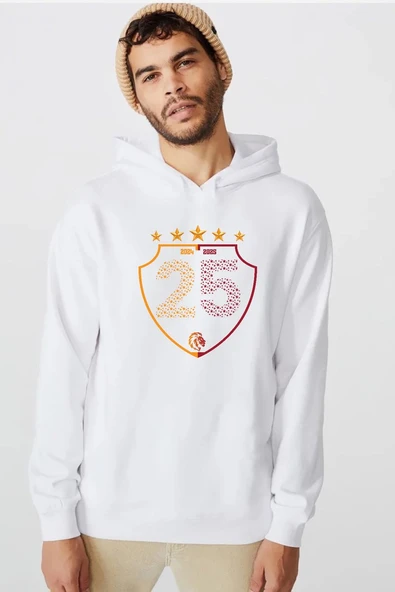 25 Şampiyonluk Shield Beyaz Erkek 3ip Kapşonlu  Sweatshirt ürün görseli 1