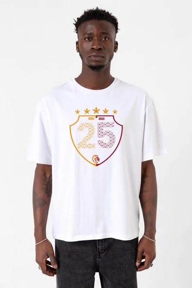 25 Şampiyonluk Shield Beyaz Erkek Oversize Tshirt ürün görseli 1