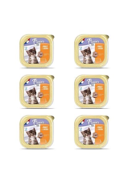 Plaisir Kitten Tavuk Etli Pate Yavru Kedi Yaş Maması 100 Gr x 6 Adet - 6’lı Avantaj Paketi ürün görseli 1