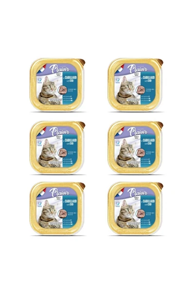Plaisir Morina Balıklı Pate Kısırlaştırılmış ve Yetişkin Kedi Yaş Maması 100 Gr x 6 Adet - 6’lı Avantaj Paketi ürün görseli 1