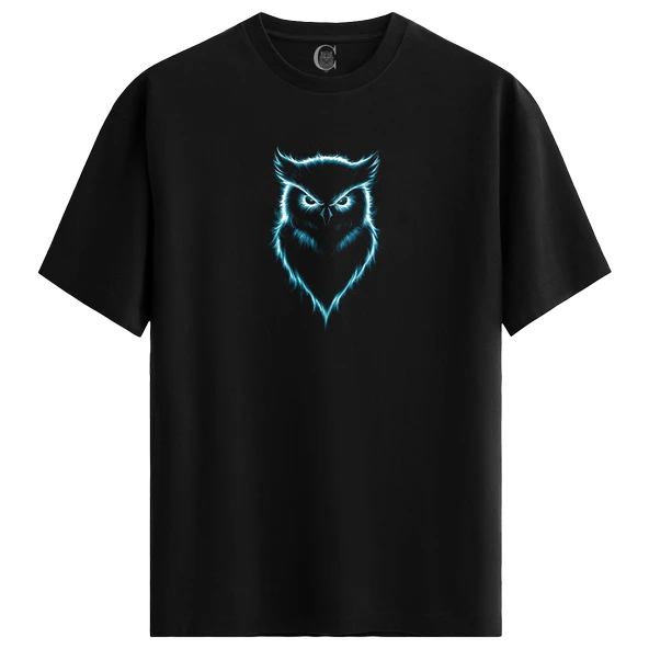 Neon Watcher - %100 Pamuklu Kadın Siyah Tişört - Premium Quality ürün görseli 1
