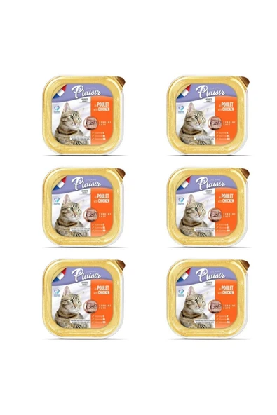 Plaisir Tavuk Etli Pate Kısırlaştırılmış ve Yetişkin Kedi Yaş Maması 100 Gr x 6 Adet ürün görseli 1