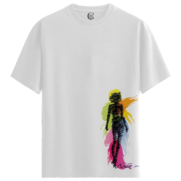 Color Shadow - %100 Pamuklu Kadın Beyaz Tişört - Premium Quality ürün görseli 1