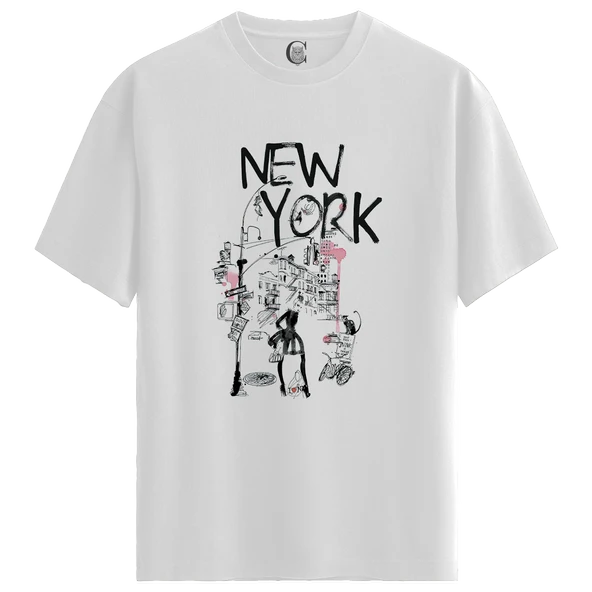 City Muse NY - %100 Pamuklu Kadın Beyaz Tişört - Premium Quality ürün görseli 1