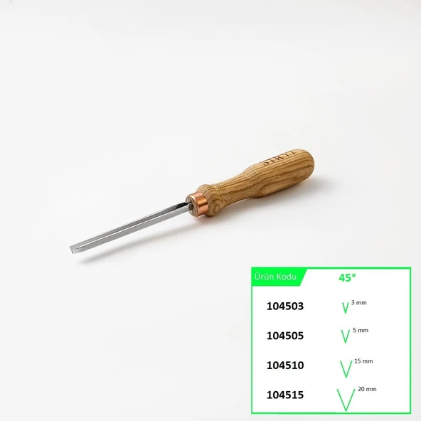 STRYI 104505 V Ağız 45 Derece Ahşap Oyma Iskarpelası 5 mm ürün görseli 1