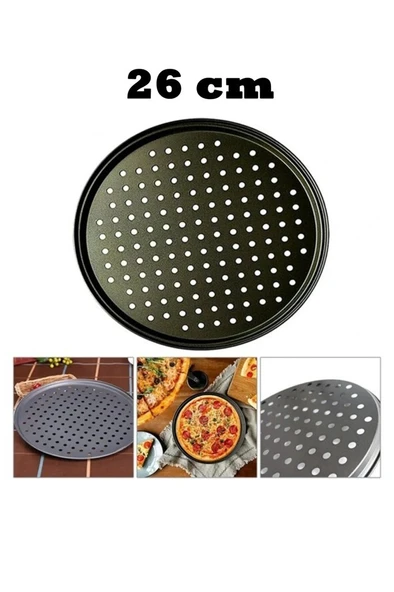 Yanmaz Yapışmaz Delikli Teflon Pizza Tepsisi Tavası 26cm ürün görseli 1