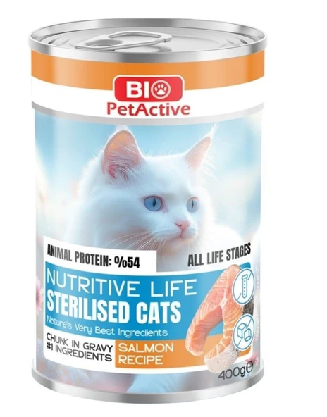 Bio PetActive Nutritive Life Kısırlaştırılmış Somonlu Kedi Konservesi 400 Gr ürün görseli 1