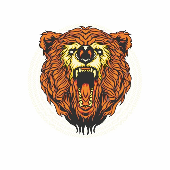 Kükreyen Ayı Sticker 10x10 cm Renkli Sticker ürün görseli 1
