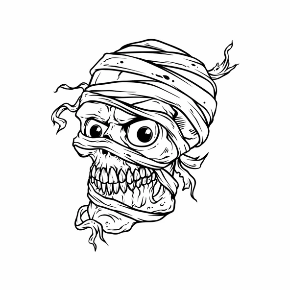 Mumya iskelet 4 Sticker 10x10 cmRenkli Sticker ürün görseli 1