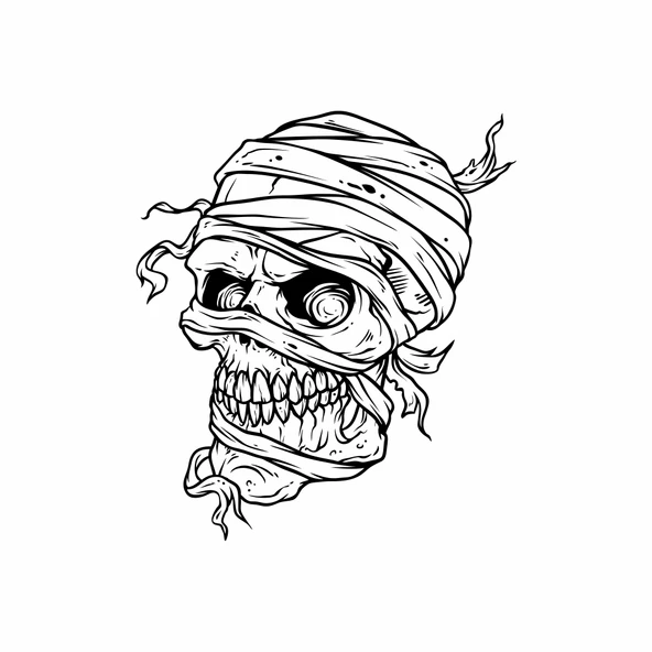 Mumya iskelet 2 Sticker 10x10 cmRenkli Sticker ürün görseli 1