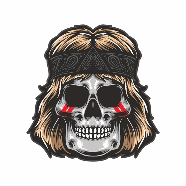 rockc? iskelet 2 Sticker 10x10 cmRenkli Sticker ürün görseli 1
