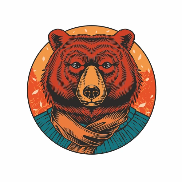 Ayı Sticker 10x10 cmRenkli Sticker ürün görseli 1