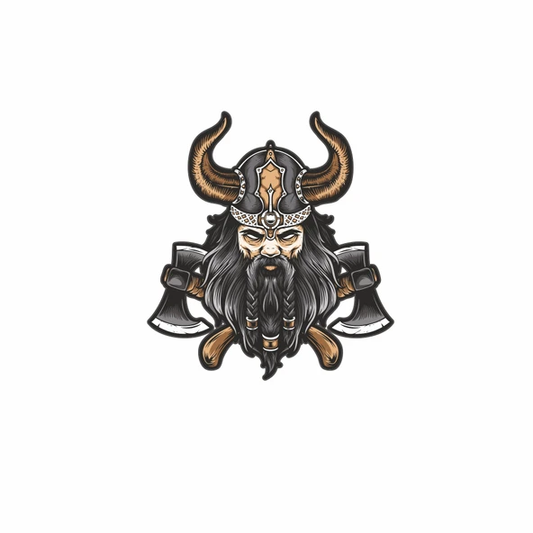 Öfkeli Viking Sticker 10x10 cmRenkli Sticker ürün görseli 1