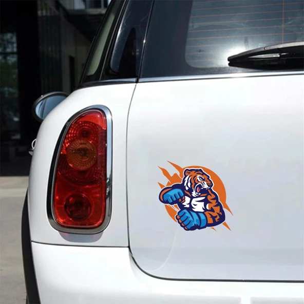 Boksör Kaplan Sticker 10x10 cmRenkli Sticker - Resim 2
