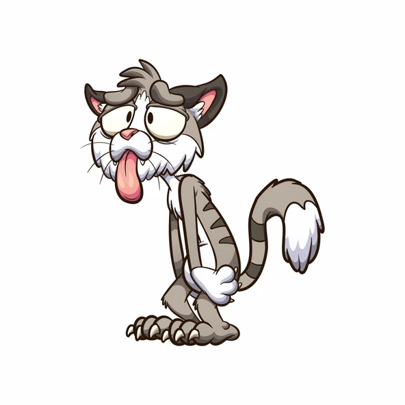 Bıkkın Kedi Sticker 10x10 cmRenkli Sticker ürün görseli 1