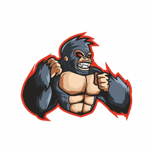 Öfkeli Goril Sticker 10x10 cmRenkli Sticker ürün görseli 1