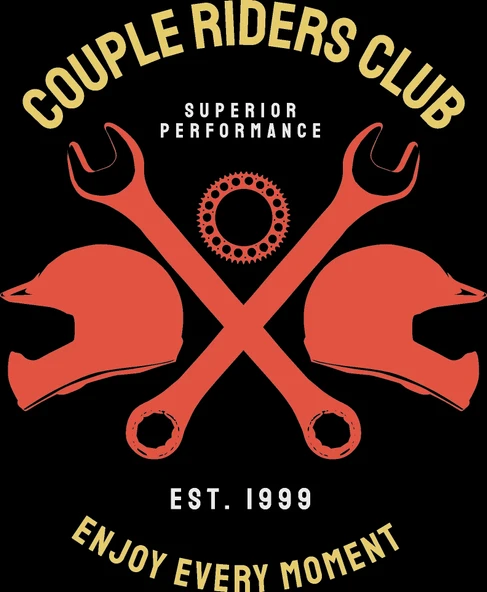 Couple Riders Club Sticker 10x10 cmRenkli Sticker ürün görseli 1