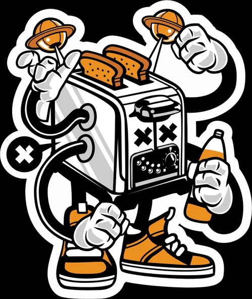 Ekmek Kızartma Makinesi Sticker 10x10 cmRenkli Sticker ürün görseli 1
