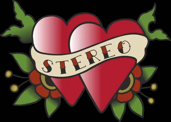 Stereo ve Kalpler Sticker 10x10 cmRenkli Sticker ürün görseli 1