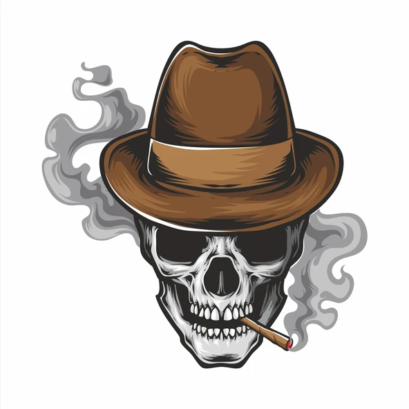 Kovboy Kurukafa Sticker 10x10 cmRenkli Sticker ürün görseli 1