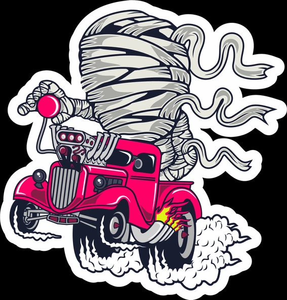 Motorcu Mumya Sticker 10x10 cmRenkli Sticker ürün görseli 1