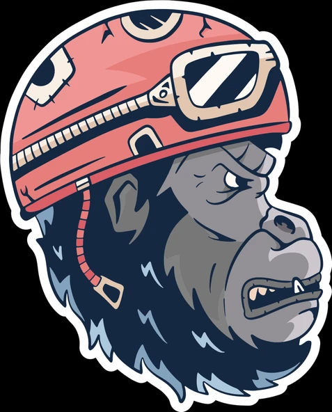 Motorcu Goril Sticker 10x10 cmRenkli Sticker ürün görseli 1