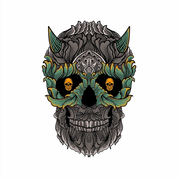 Kurukafa Sticker 10x10 cmRenkli Sticker ürün görseli 1