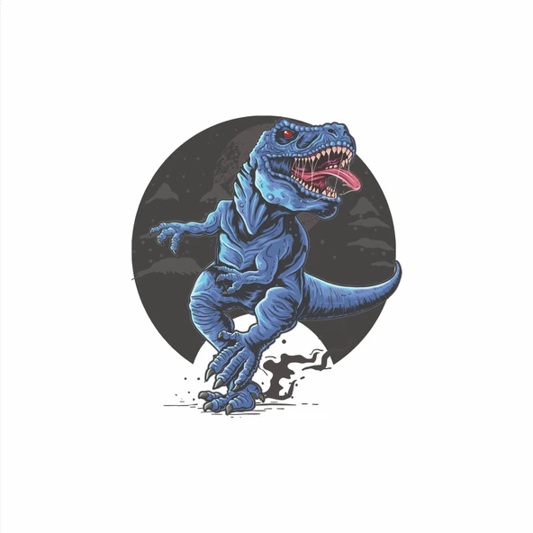 Mavi Dinozor Sticker 10x10 cmRenkli Sticker ürün görseli 1