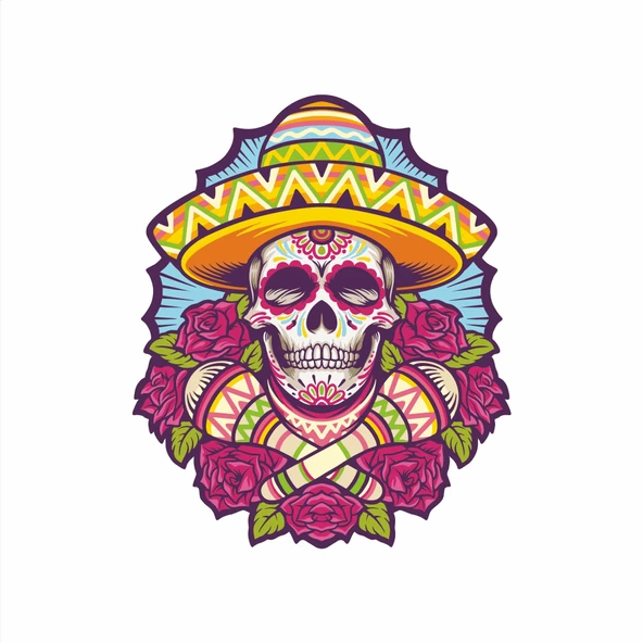 Kurukafa Sticker 4 10x10 cmRenkli Sticker ürün görseli 1