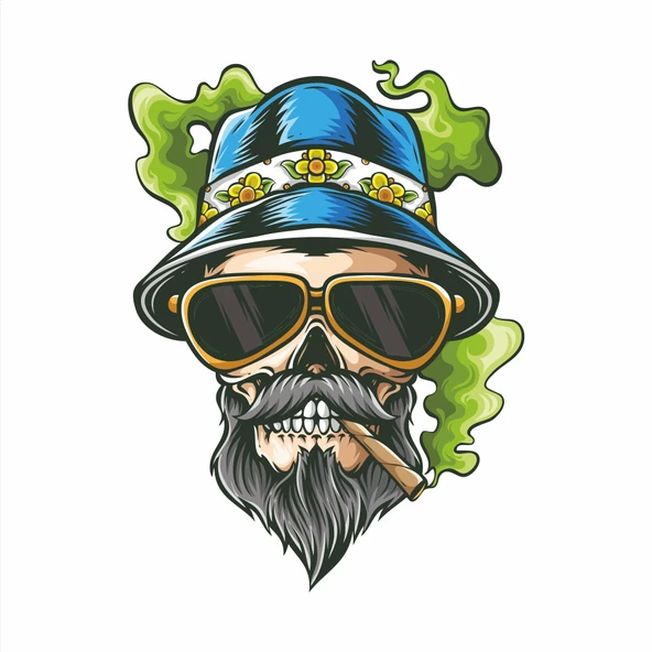 Tatilci Kurukafa Sticker 10x10 cmRenkli Sticker ürün görseli 1