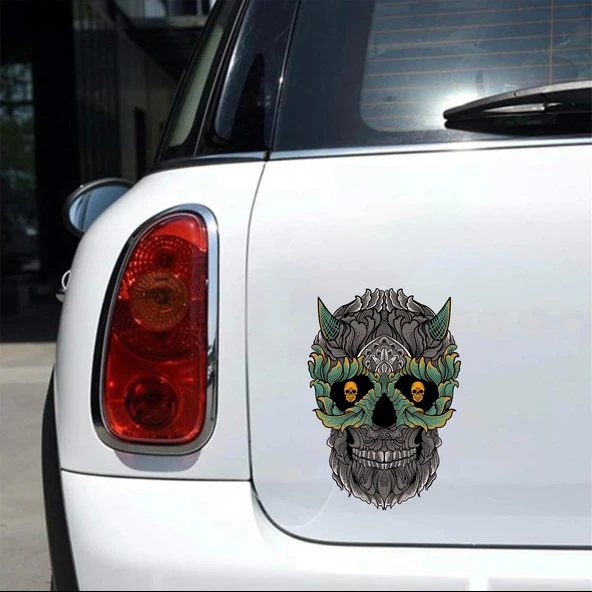 Kurukafa Sticker 10x10 cmRenkli Sticker - Resim 2