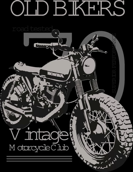 Old Bikers Vintage Sticker 10x10 cmRenkli Sticker ürün görseli 1