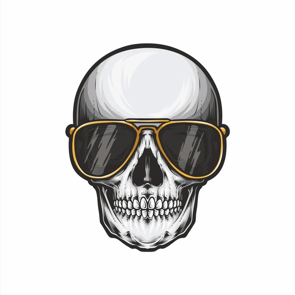 Havalı Kurukafa Sticker 10x10 cmRenkli Sticker ürün görseli 1