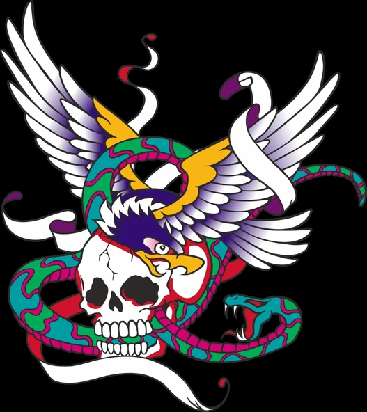 Kartal ve Kurukafa Sticker 10x10 cmRenkli Sticker ürün görseli 1