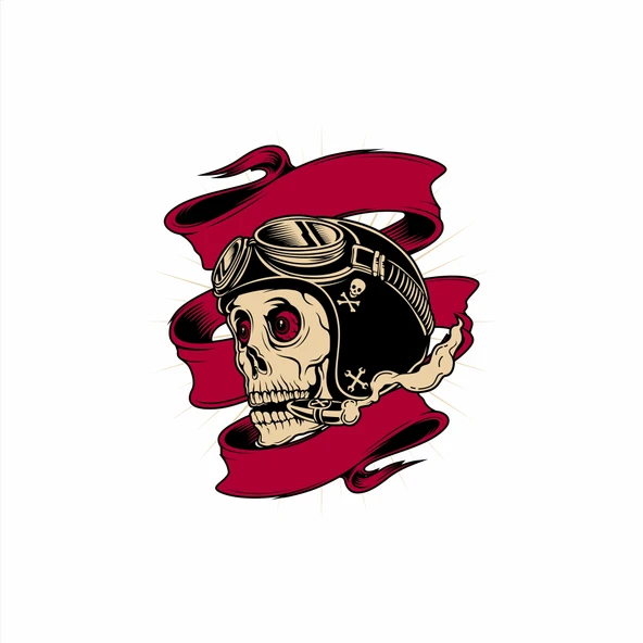 Uçak Süren Kurukafa Sticker 10x10 cmRenkli Sticker ürün görseli 1