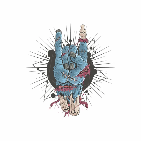 Rokcu Zombi Sticker 10x10 cmRenkli Sticker ürün görseli 1