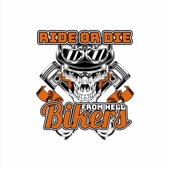 Ride or Die Motorcu Kurukafa Sticker 10x10 cmRenkli Sticker ürün görseli 1