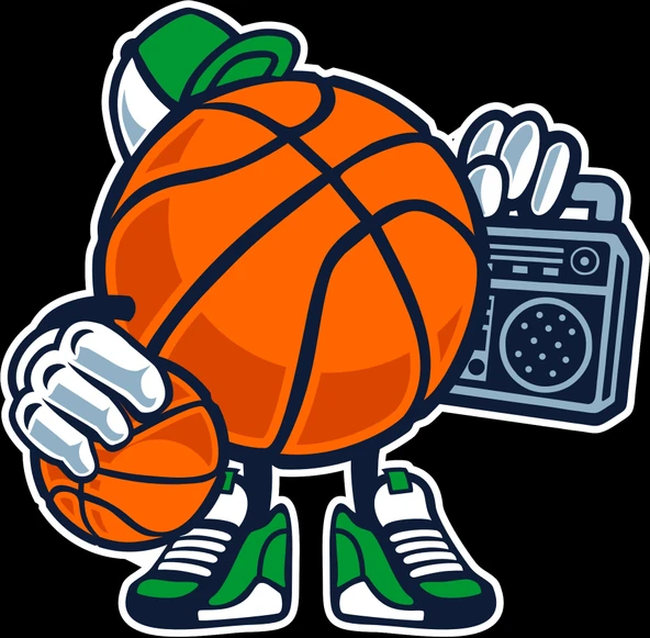 Radyo Dinleyen Basket Topu Sticker 10x10 cmRenkli Sticker ürün görseli 1