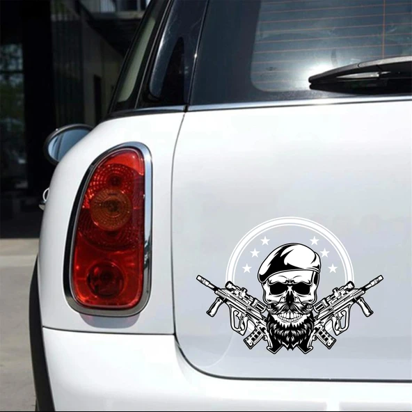 Kurukafa 8 Sticker 10x10 cmRenkli Sticker - Resim 2