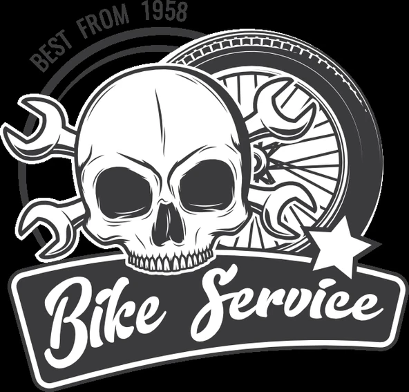 Bike Service Kurukafa Sticker 10x10 cmRenkli Sticker ürün görseli 1