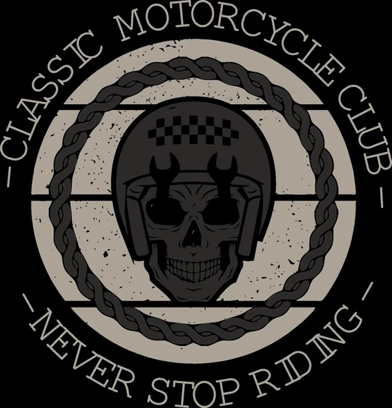 Claassic Motorcycle Club Sticker 10x10 cmRenkli Sticker ürün görseli 1