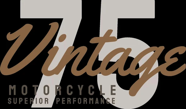 Vintage 75 Motorcycle Sticker 10x10 cmRenkli Sticker ürün görseli 1