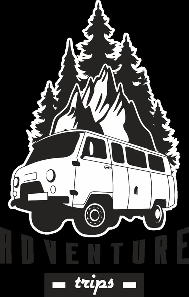 Dağ ve Karavan 2 Sticker 10x10 cmRenkli Sticker ürün görseli 1